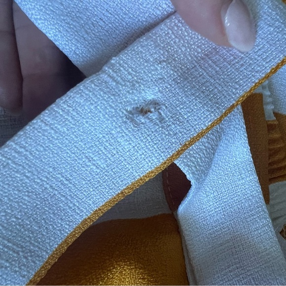 Asymmetrical Striped White Mustard Yellow Women's Wrap Maxi Skirt Medium - Picture 7 of 8